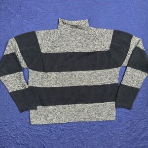 J Crew Mens XXL‎ Striped Rollneck Sweater Cotton Wool Blend Fisherman's Knit